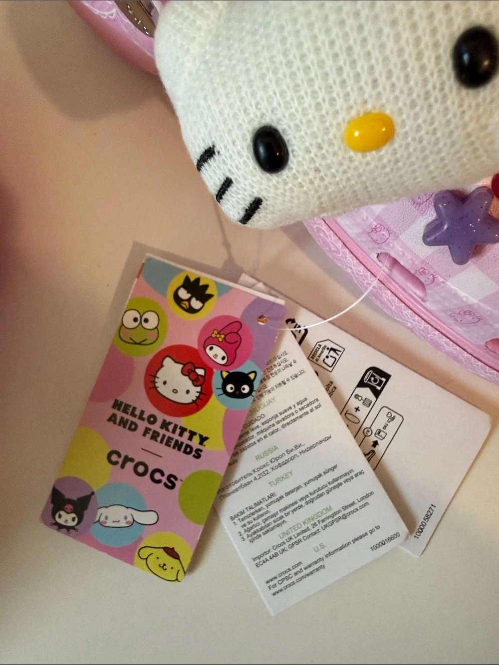CROCS Pink Checkered Platform Clogs with Sanrio Charms